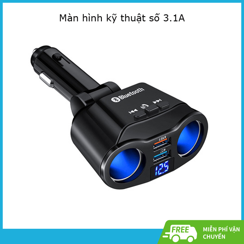 Tẩu sạc nhanh usb 12-24v 3.1a 2 cổng usb kèm 2 cổng sạc xe hơi 24w