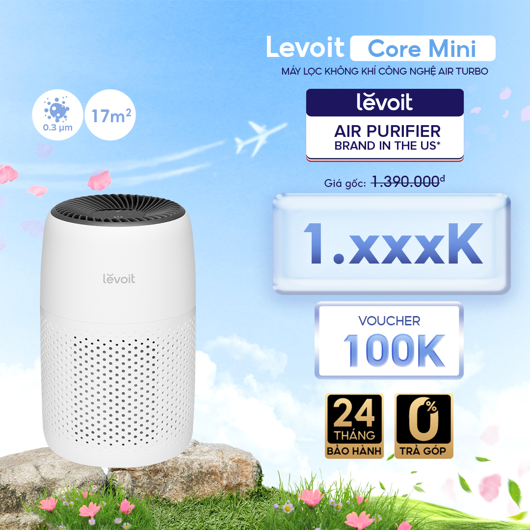 Máy lọc không khí Diệt Khuẩn Levoit Core Mini 17m2 | Công nghệ Air Turbo | Hàng Chính Hãng