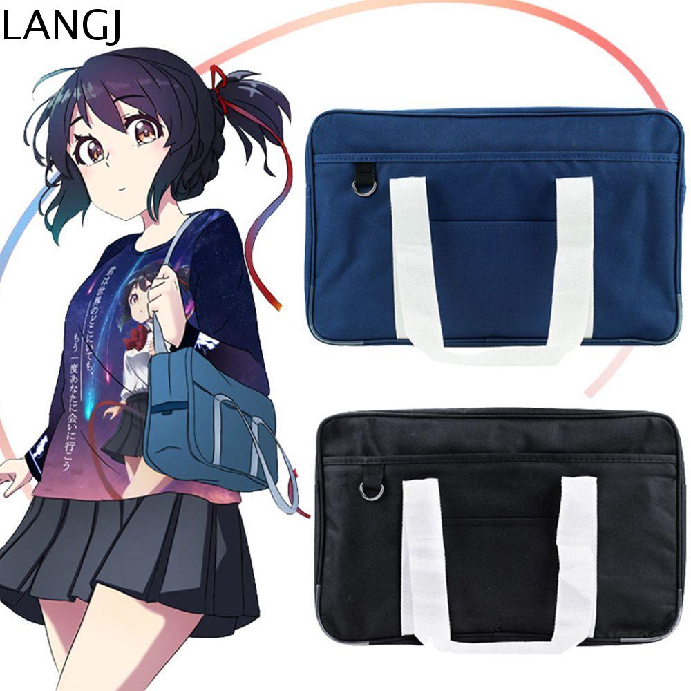 LANGJ Cosplay Ưu Dễ thương Máy tính Túi Cô Gái Sinh viên Chương Trình Giảng Dạy Túi OX Vải Phong Cách Preppy Vai Túi Hai chiều Túi JK Đồng Phục Túi Nhật Bản Phong Cách Túi Xách