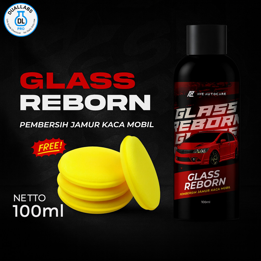 Glass Reborn pembersih dan penghilang jamur kaca dan body mobil terbaik aman water spot remover tanpa merusak efektif Harga 37,000 rupiah*Gratis Ongkir