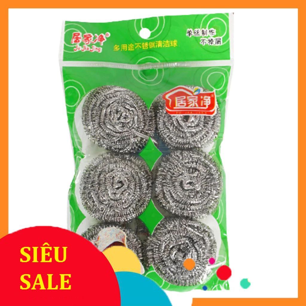 (Siêu Rẻ) Set 12 Cọ Sắt Loại To Búi Sắt Rửa Bát Không Gỉ Siêu Bền - Cọ xoong nồi inox, giẻ cọ xoong dạng búi tròn
