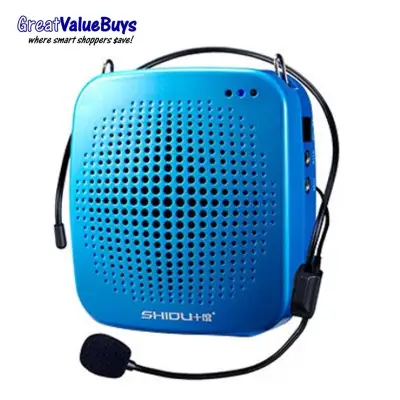 [GreatValueBuys] [SG Stock] Powerful Wired Portable Microphone Voice Amplifier Loudspeaker PA System for Teachers Speakers Performers Tour Guides (Blue)