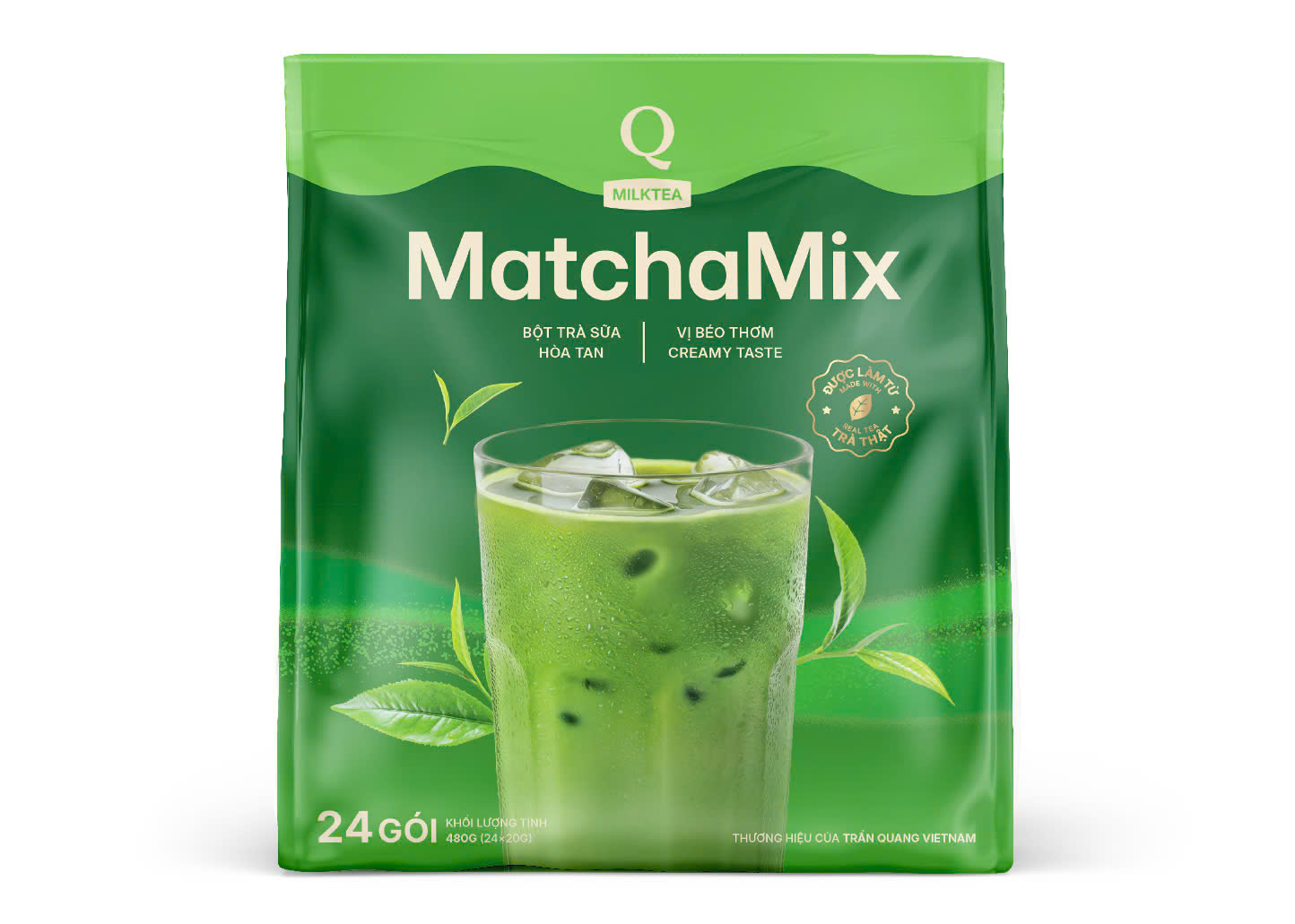 [MatChaMix] Trà sữa Matcha - Trà Xanh Matcha - Trần Quang bịch 24 gói χ20g  instant mix 3in1