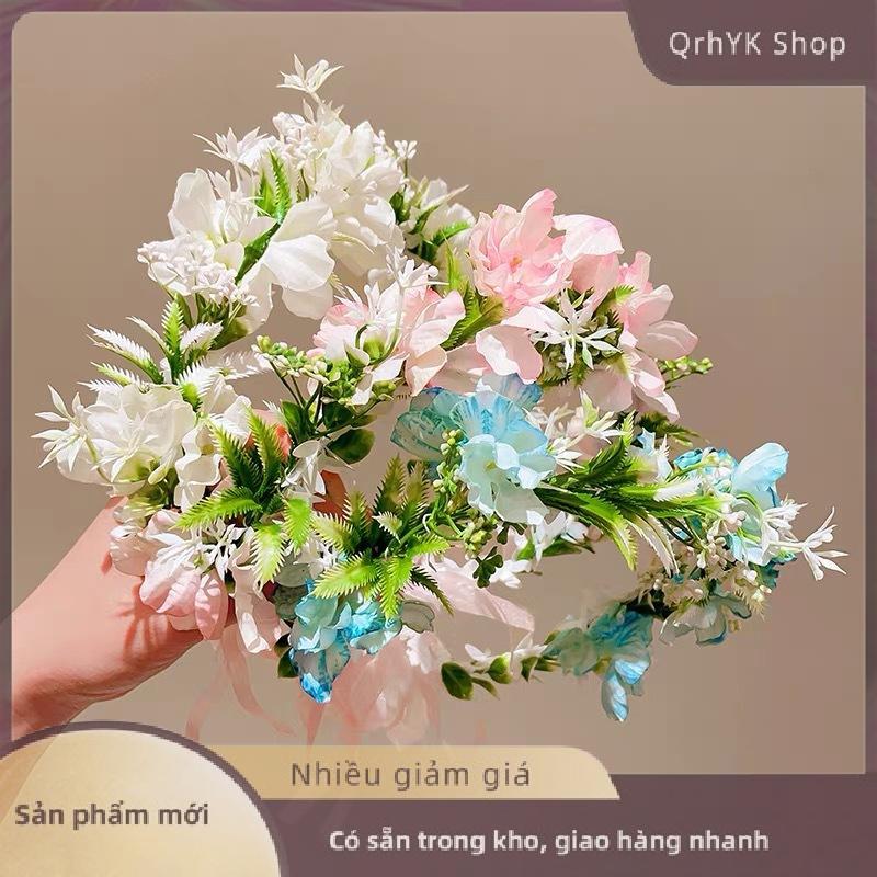 Hàng có sẵn✨ Trẻ em Vòng hoa headdress công chúa rừng Headband hoa cô gái ăn mặc đám cưới đầu hoa Cô Gái Nhỏ giá trị cao Headband
