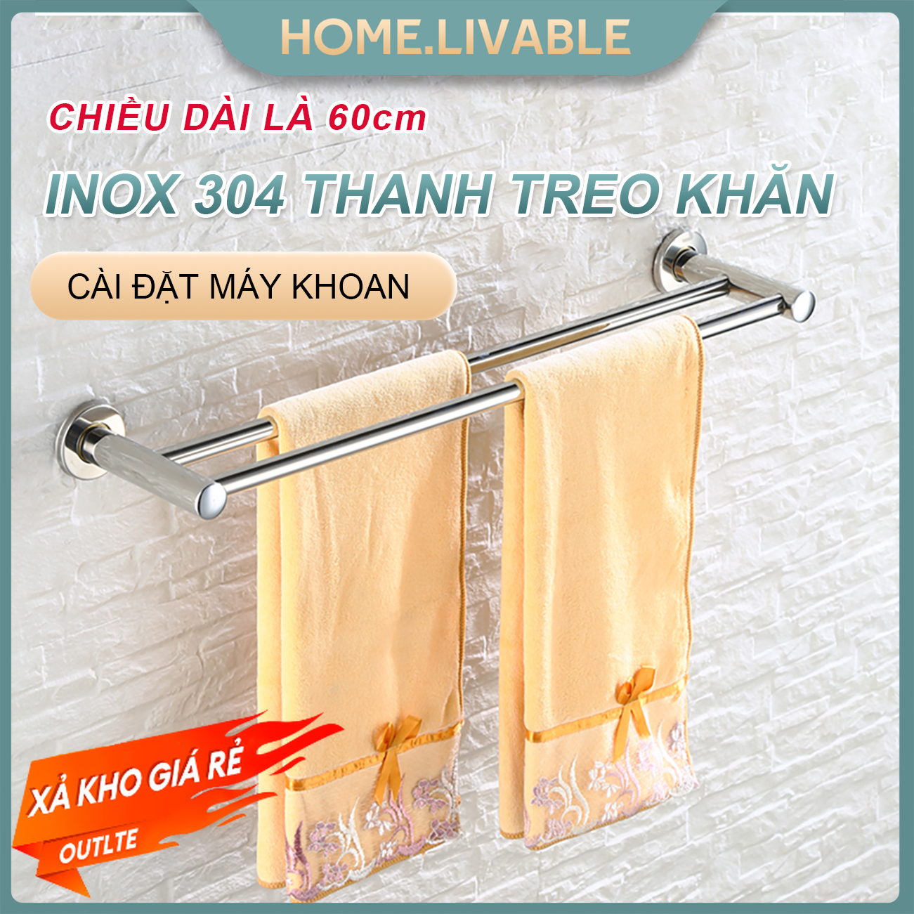 Giá treo khăn nhà tắm Inox Treo khăn nhà tắm Giá treo khăn tắm giá vắt khăn tắm đôi không gỉ sét