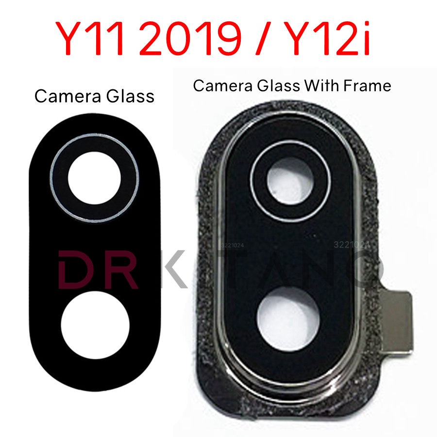 Camera mặt lưng phía sau Glass đối với Vivo Y11 2019 y12i Máy ảnh chính thấu kính thay thế bìa với khung chủ thay thế