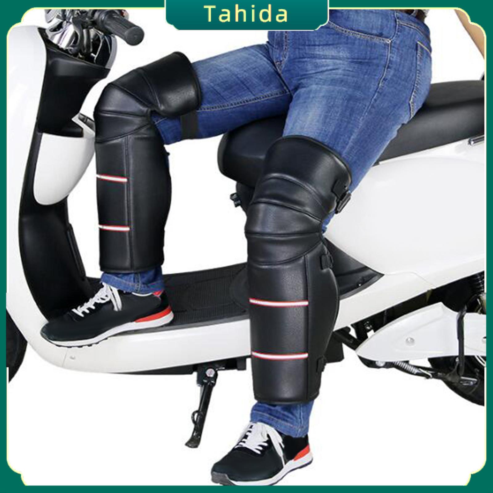 Tahida 50cm Motorcycle Windproof Leg Guards Knee Brace Full Protective Chaps Waterproof Reflective PU Leather for Snowboarding