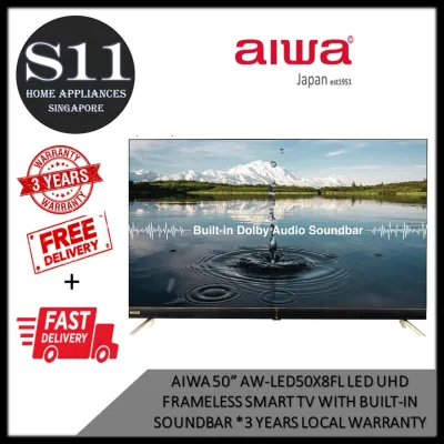 AIWA 50" AW-LED50X8FL LED UHD Frameless Smart TV with Built-in Soundbar * 3 YEARS LOCAL WARRANTY - BULKY