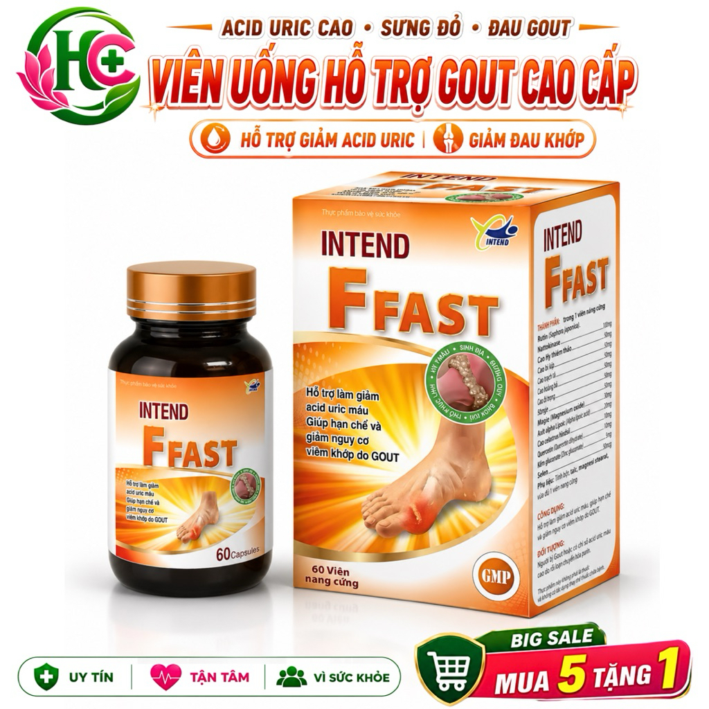 Intend Ffast Gout Pills – Supports Reducing Uric Acid, Reducing Gout Pain, Swelling, and Joint Pain 30 Pills
