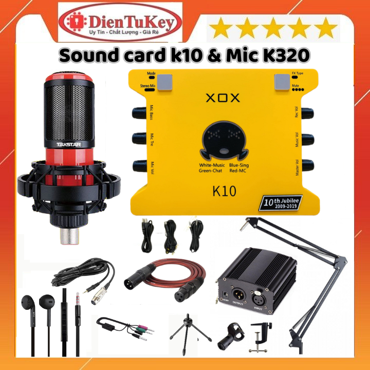 Bộ Micro Thu Âm Mic Livestream Trọn Bộ Soundcard XOX K10 2020 & Mic TAKSTAR PC K320 BH 1 NĂM Thu Âm 