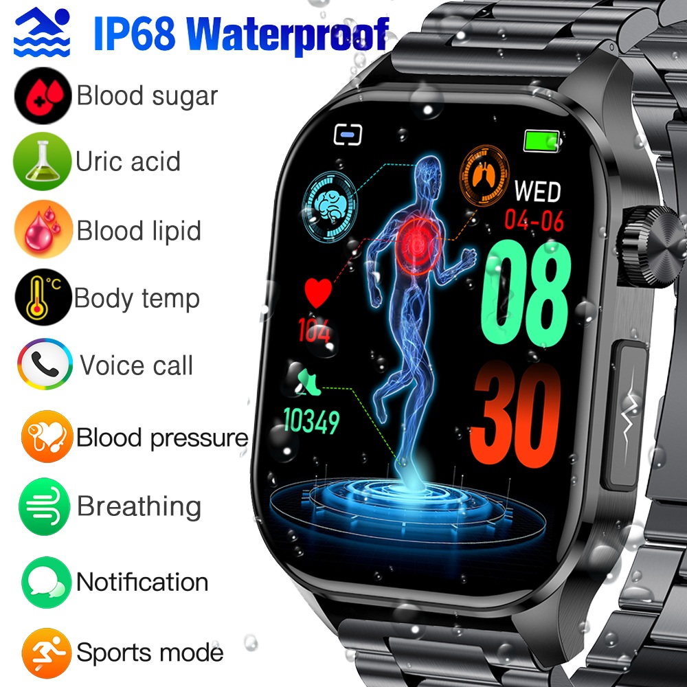 ET580 Smart Watch Smartwatch For Men Women Blood Lipid Uric Acid Blood Glucose Body Temperature Monitoring Bracelet Bluetooth Call Waterproof Sport Fitness Tracker ราคา 1,299 บาท*ส่งฟรี