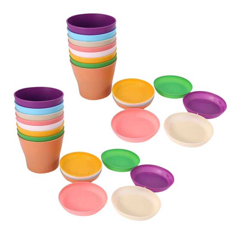 Kỳ nghỉ giảm giá 16 pcs 4 inch chậu cây nhỏ đầy màu sắc Chậu hoa nhựa cây trồng trong nhà chậu