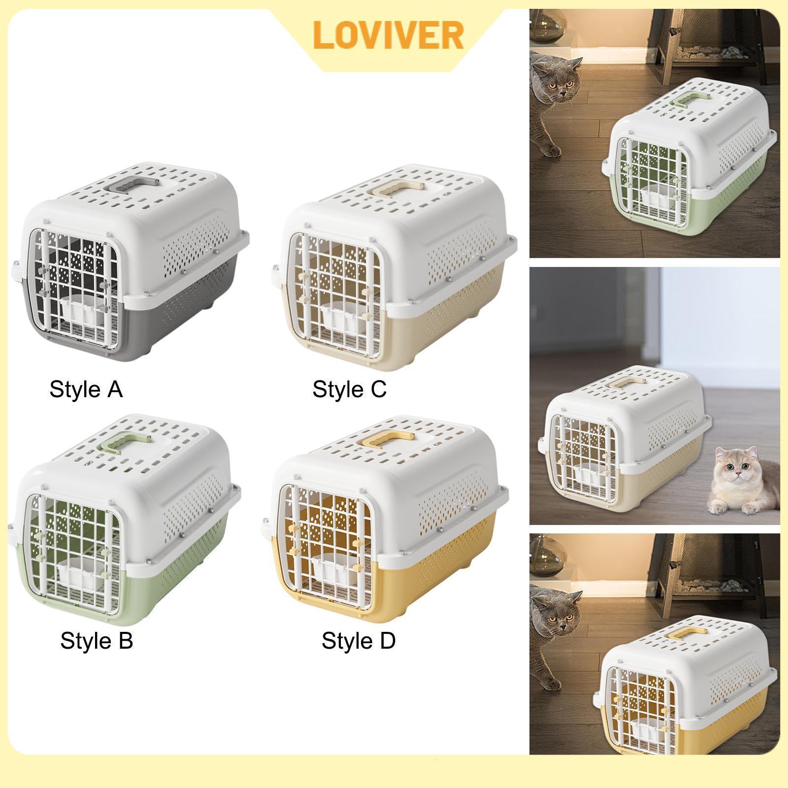 อาหารและอุปกรณ์สัตว์เลี้ยง Loviver แบบพกพาแมวสุนัขกระเป๋าเดินทางสุนัข Kennel Crate พร้อมที่จับ