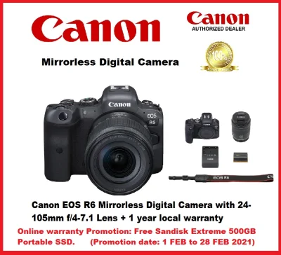 Canon EOS R6 Mirrorless Digital Camera with 24-105mm f/4-7.1 Lens + Additional Free Gift +15 months local warranty