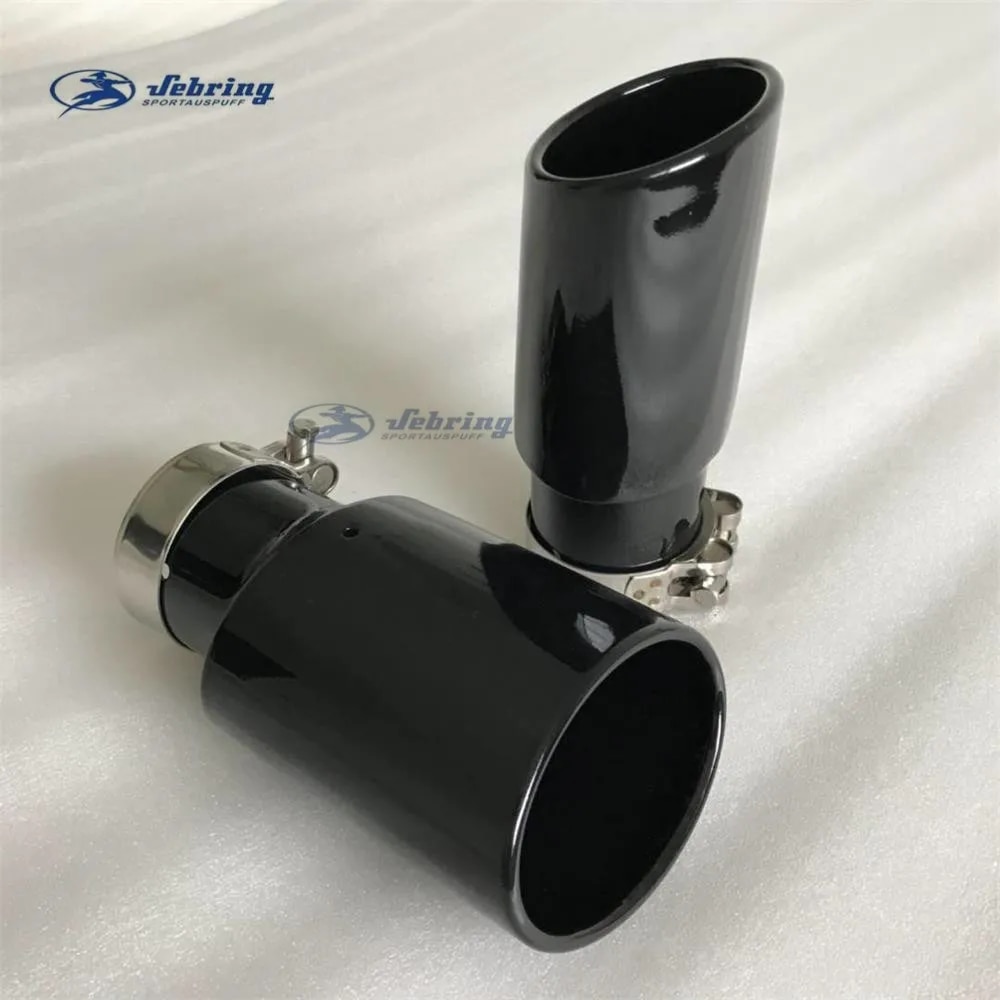 【Latest Style】 Sebring Oval Stainless Steel Black Tail Throat Large Diameter Large Size 115 Car Modified Muffler Tail