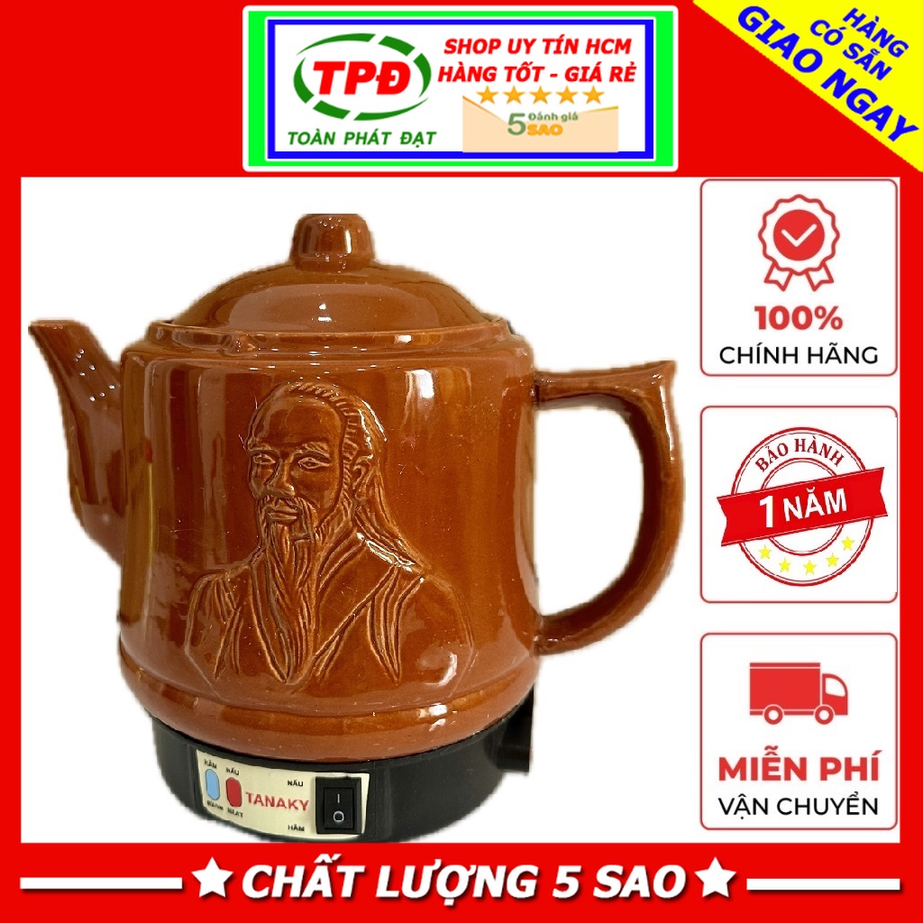 Ấm sắc thuốc tự động, Siêu sắc thuốc điện GỐM SỨ BÁT TRÀNG Fujishi 2 chế độ nấu hâm nóng
