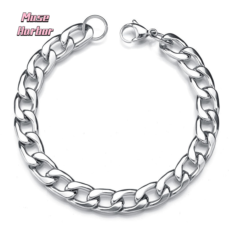 Muse Harbor Cool Wind Bracelet, Cuban Bracelet, Korean Version Men'S, Punk Style Bracelet, Men's Wristband, Student Hip-Hop Jewelry, Titanium Steel Chain ราคา 6 บาท*ส่งฟรี