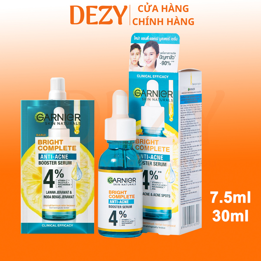 Serum garnier giảm mụn mờ thâm da dầu mụn 30ml - tinh chất bha salicylic niacinamide aha vitamin c chính hãng pháp dezy