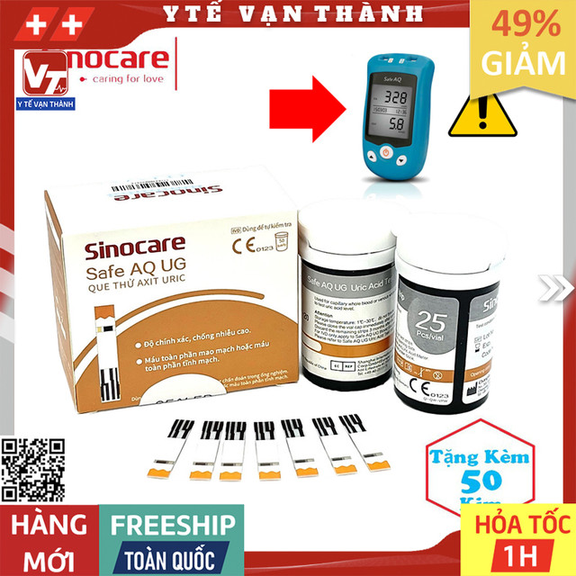 ✅ [TẶNG 50 KIM] Que Thử Acid Uric Safe AQ UG | (Máy 2 Trong 1) -VT0363 - Y Tế Vạn Thành