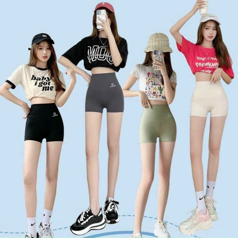 Quần tập gym nữ ngắn lưng cao - đồ tập thể dục nữ gym nữ yoga sale giá rẻ đẹp màu đen cam xám