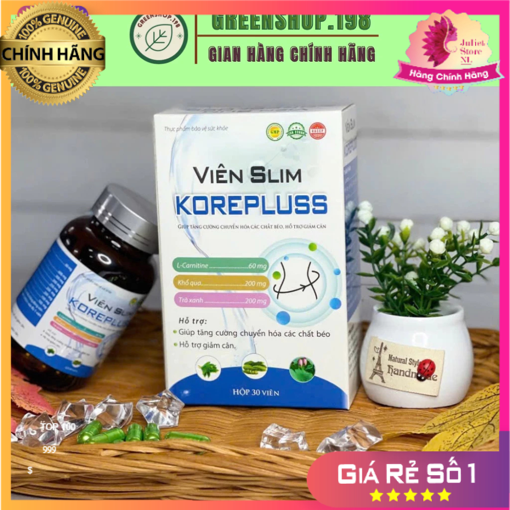 [HÀNG CHÍNH HÃNG] Slim KorePluss - Giảm béo an toàn, hiệu quả - Hỗ trợ giảm 5-10 kg - Hộp 30 viên chính hãng GCJL1