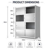 COHF 304 Stainless Steel Kitchen Storage Cabinet | Multi-Layer Floor Standing Cupboard Organizer | Dustproof Sliding Door Storage Rack