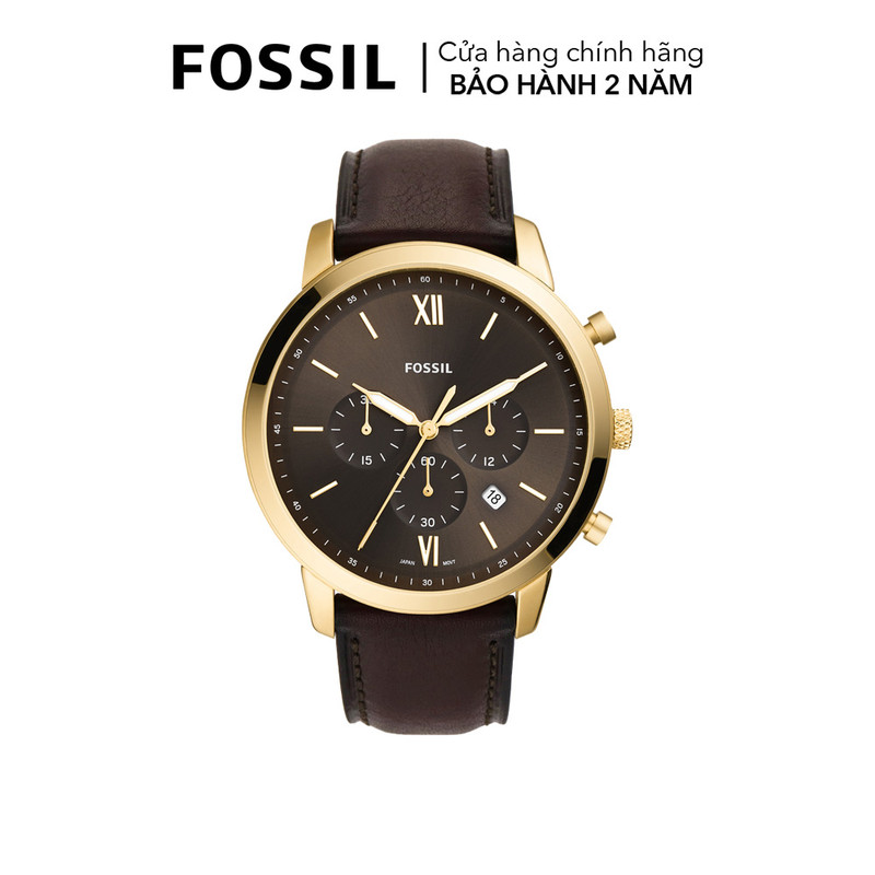 Đồng hồ nam fossil neutra dây da, mặt 44 mm, màu nâu, fs5763