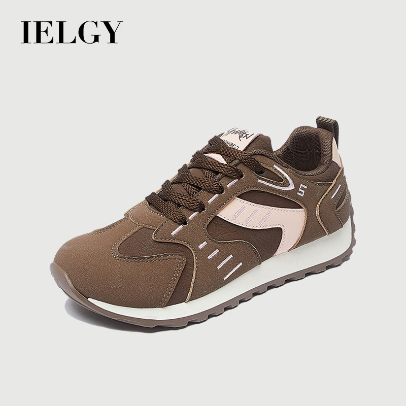 IELGY Brown Minimalist Women's Sports Shoes Korean Style New Running Shoes with Height Increase ราคา 580 บาท*ส่งฟรี