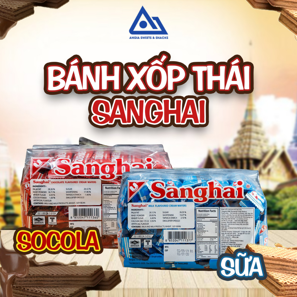 Bánh xốp phủ kem Sanghai Jumbo 450g nhập khẩu Thái Lan vj sữa và socola An Gia Sweets & Snacks