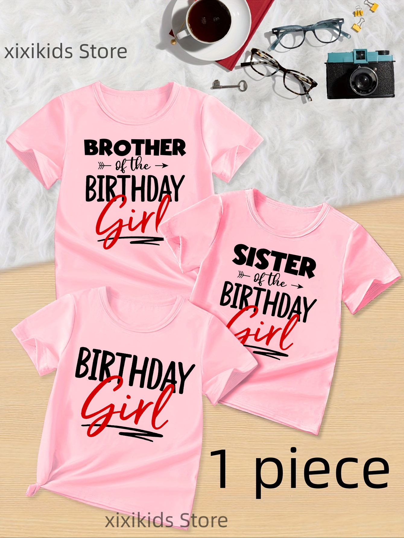 Birthday Girl Letter Printed Pink T Shirt Girls Brother/Sister Of The Birthday Boy Family Matching T-Shirt Kawaii Kids Clothes