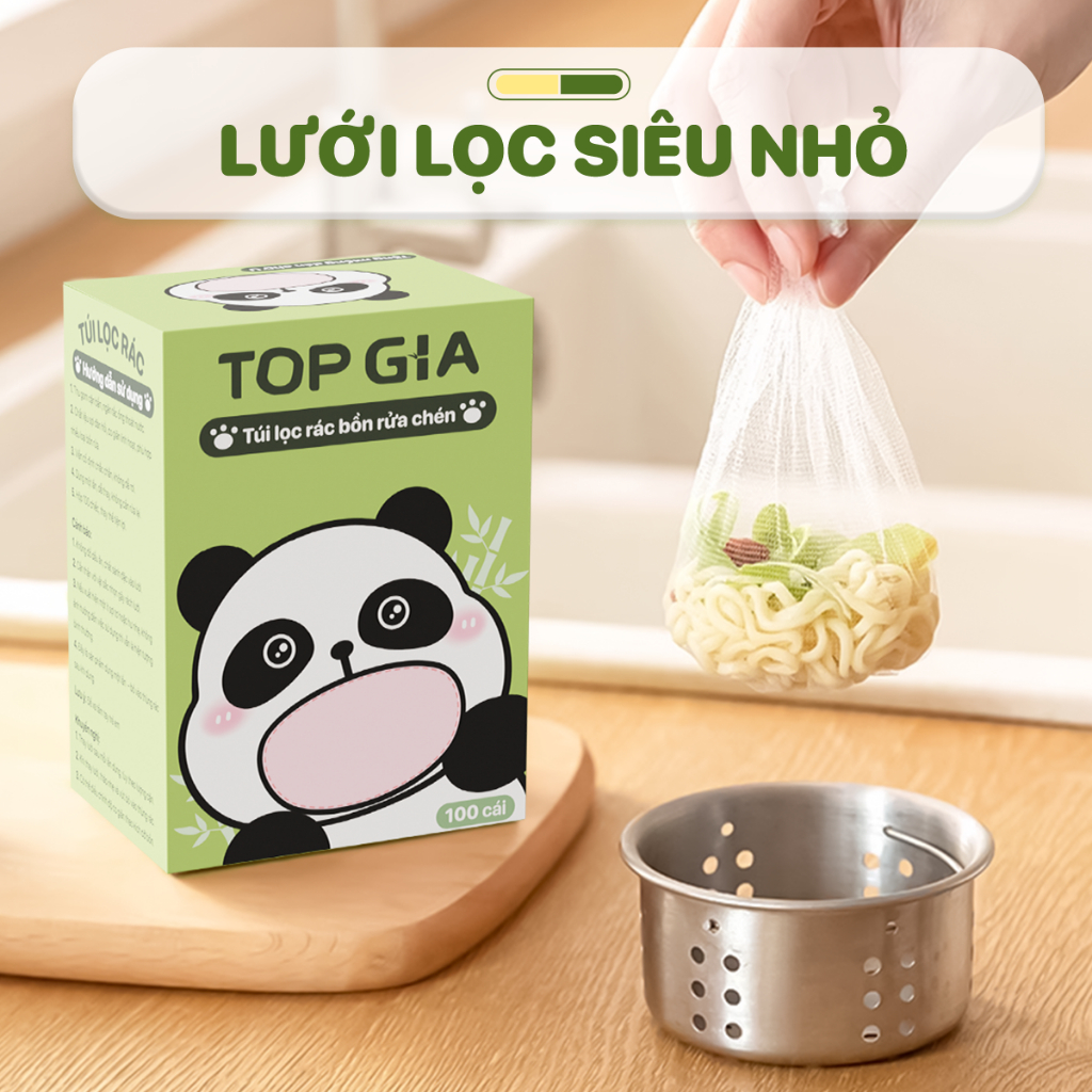 100 túi lọc rác bồn rửa chén TOPGIA giỏ lưới tiện lợi giữ cho chậu rửa luôn sạch sẽ.