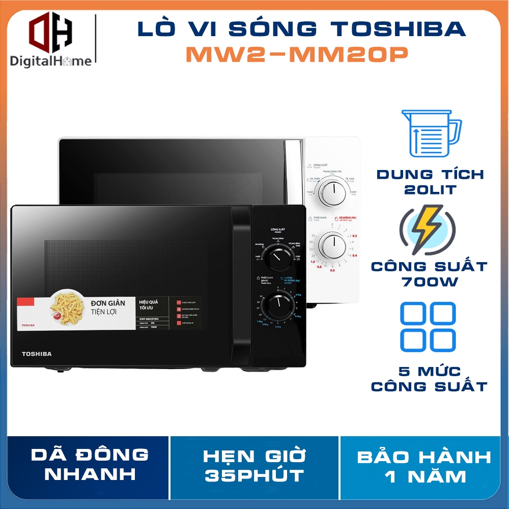  Lò Vi Sóng Toshiba MWP-MM20P 700w - 20Lit 5 Mức Công Suất Hàng Chính Hãng 