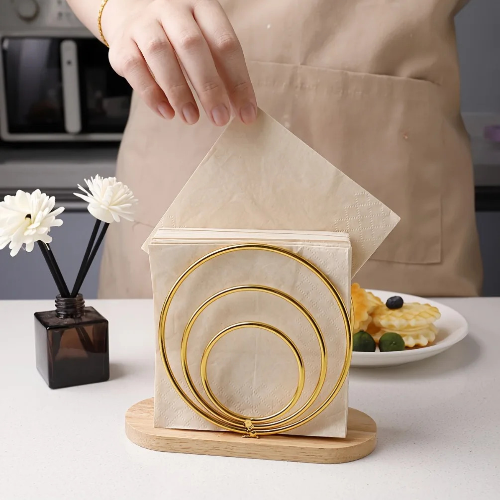 Golden Tissue Holder Iron Car Towel Storage Case Desktop Office Tissue Box Napkin Racks Household Toilet Paper Dispenser Stand