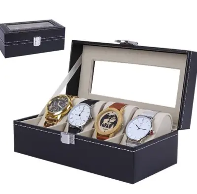 [ Starzdeals ] 4 Slots PVC Watch Jewelry Storage Display Box / Watch Box / Watch Storage Box / Watch Boxes