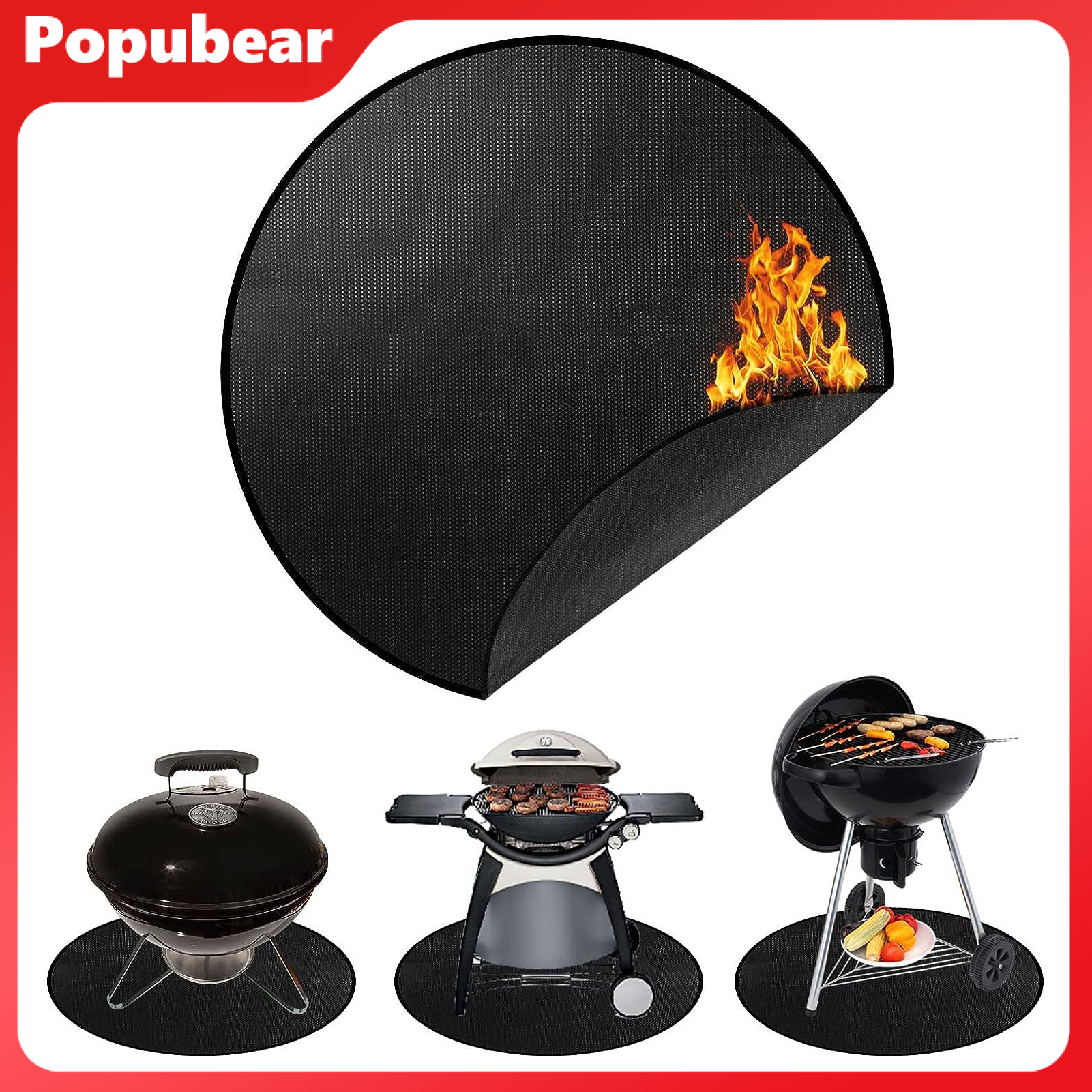 Fireproof Mat Outdoor Camping Round Grill Pad Oil-Proof Water-Resistant Reusable Wood Burning Fire-Pit Grill Mat ราคา 449 บาท*ส่งฟรี
