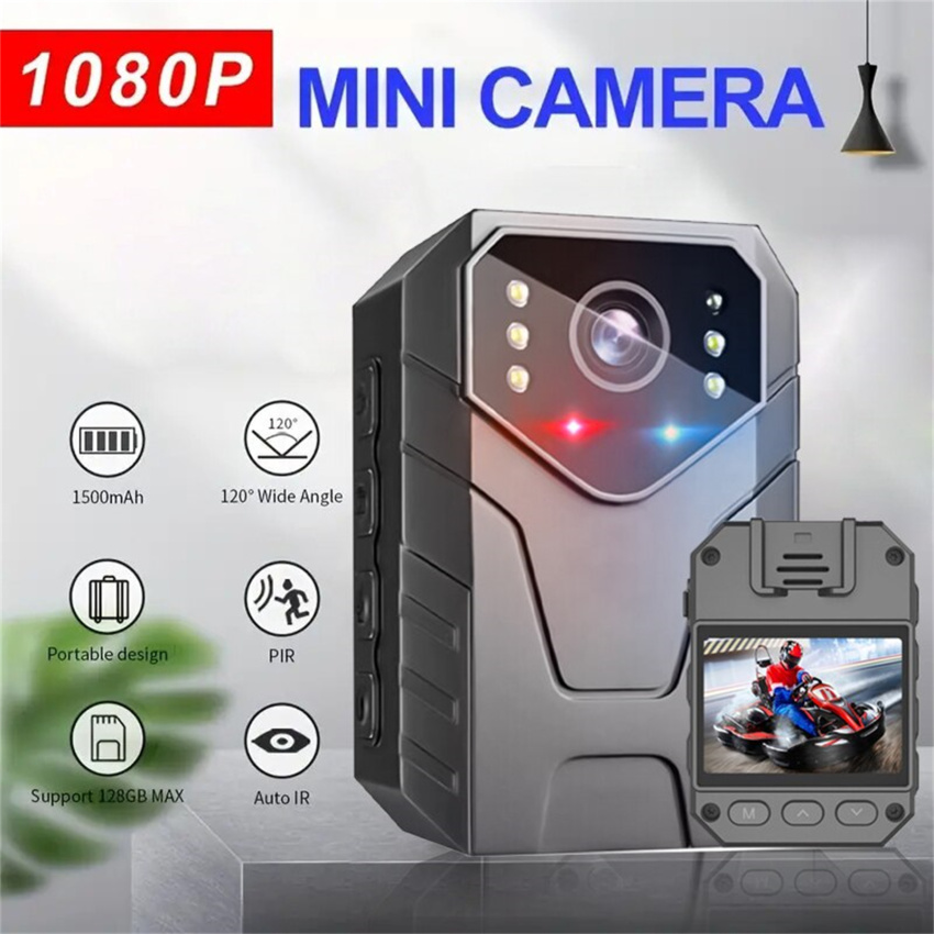 Mini thân máy camera Full HD 1080P 2 Inch màn hình cảm ứng IPS Máy thu âm có hình tầm nhìn ban đêm An Ninh Bảo Vệ Cảnh Sát Cơ Thể Máy quay phim mini