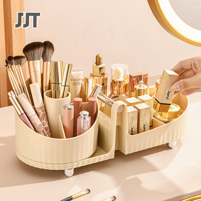 JJT Xoay cọ trang điểm hộp lưu trữ sang trọng Son môi để bàn bóng mắt Giá tủ nhỏ gia đình mỹ phẩm hộp lưu trữ
