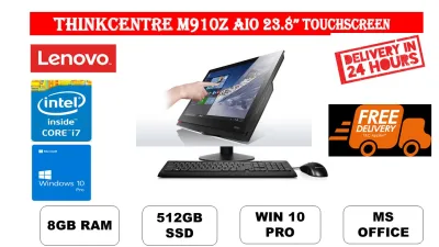 [Next day Free delivery] Lenovo Think Centre AIO M910Z Computer | 23.8inch FHD Touch screen Display | 3.2 GHz Intel Core i7-7700 GEN 7 Quad-Core | 8GB Ram| 512 GB SSD | DVD | FREE Keyboard and Mouse(Refurbished)