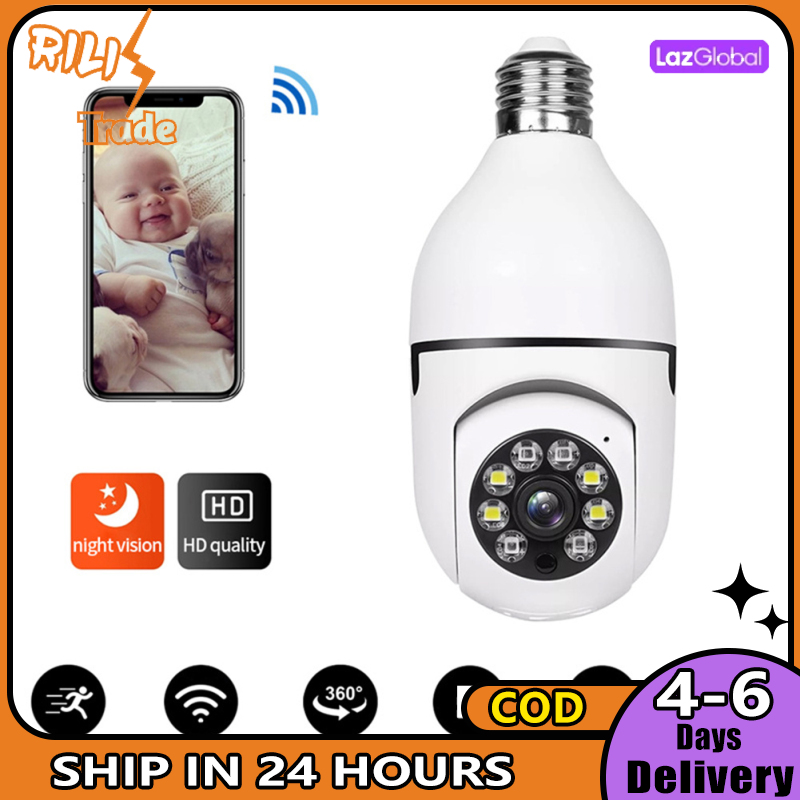 Light Bulb Security Camera 4X Digital Zoom Wifi Outdoor Indoor Light Bulb Camera Motion Detection Easy Installation Compatible For E27 Socket ราคา 251 บาท*ส่งฟรี