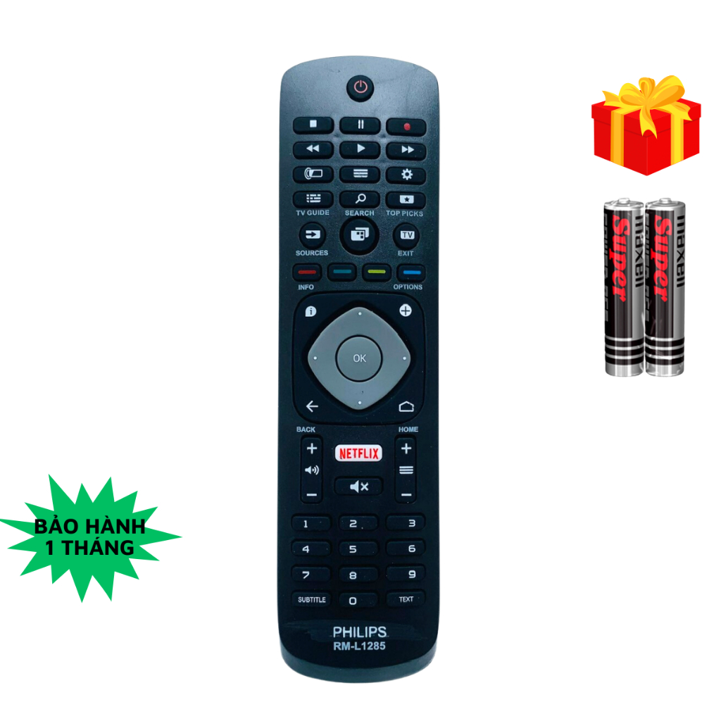 Remote điều khiển tivi PHILIPS Mã 01 RM-L1285 điều khiển TV PHILIPS internet - Tặng kèm pin