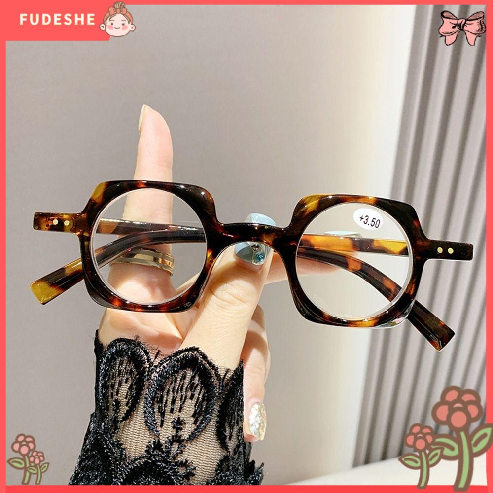 FUDESHE Gọng vuông tròn Kính Đọc Sách chặn ánh sáng xanh Khung vuông nghệ thuật Phong cách Nhật Bản Kính cho người cao niên Thời trang Kính viễn thị Dành cho nam và nữ