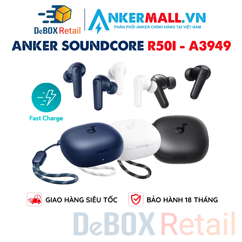 Tai nghe bluetooth tws soundcore r50i a3949 bt 5.3, kháng nước ipx5, 22 chế độ eq, nghe nhạc đến 30h - chính
