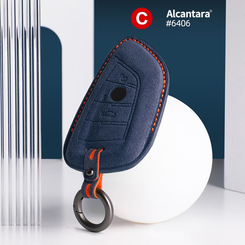 Alcantara Car Key Case Bag For BMW X1 X3 X5 X6 X7 1 3 5 6 7 Series G20 G30 G11 F15 F16 G01 G02 F48 Keychain Accessories