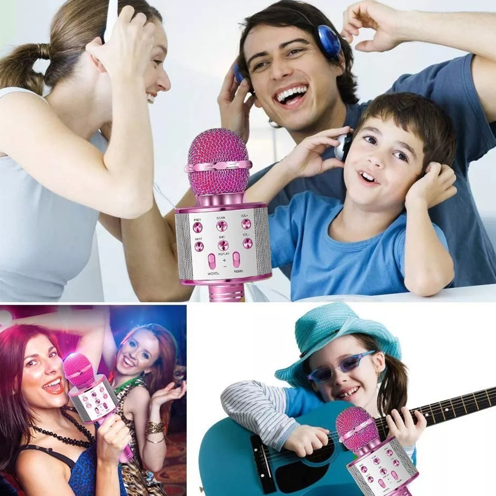 Hot Giảm Mic Hát karaoke kết nối Bluetooth không dây WS-858L, micro không dây, micro karaoke bluetooth, micro live stream, micro không dây bluetooth Đèn Led theo nhạc