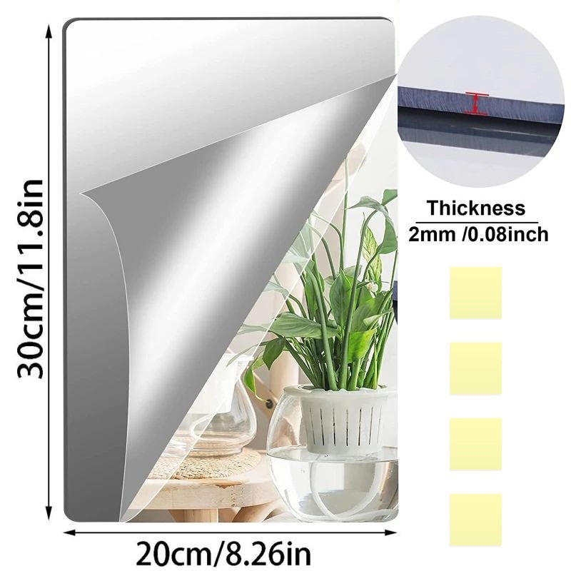 Multiple Styles Acrylic Mirror Wall Stickers / 3D Self-adhesive Wall Mirror / HD Flexible Mirror Stickers Living Room Decoration