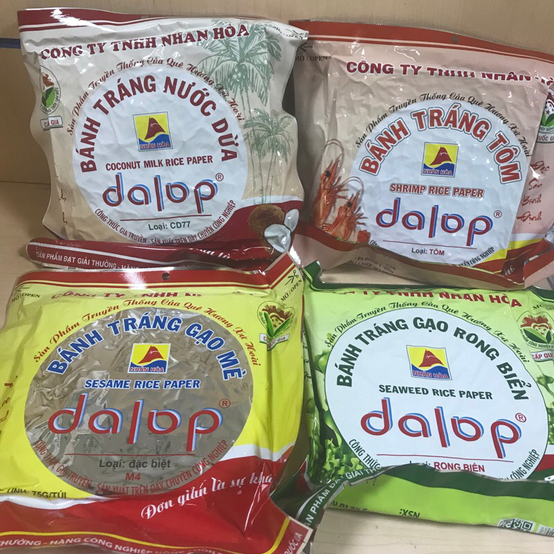 Bánh tráng gạo mè Dalop Bình Định nướng sẵn