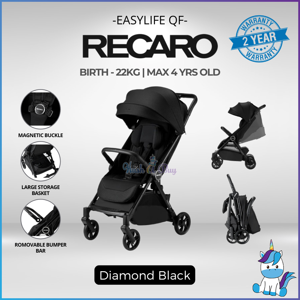 Recaro Easylife QF Stroller - Diamond Black From Birth-22kg (Max 4years) | HUSHABUY