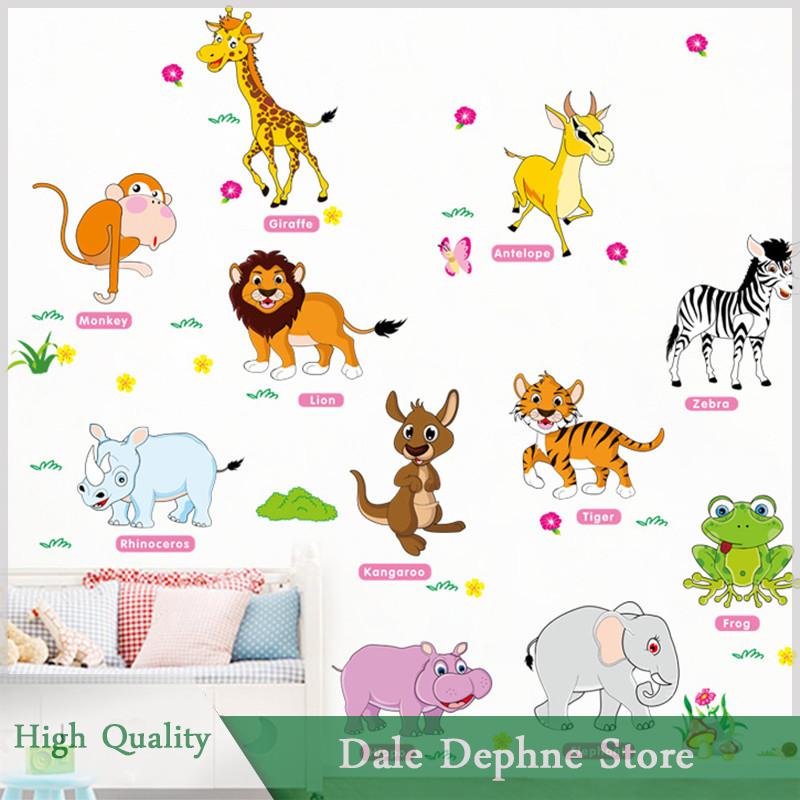 [Dale Dephne] Động vật rừng dán tường cho trẻ em phòng trang trí nội thất áp phích tường đề can có thể tháo rời
