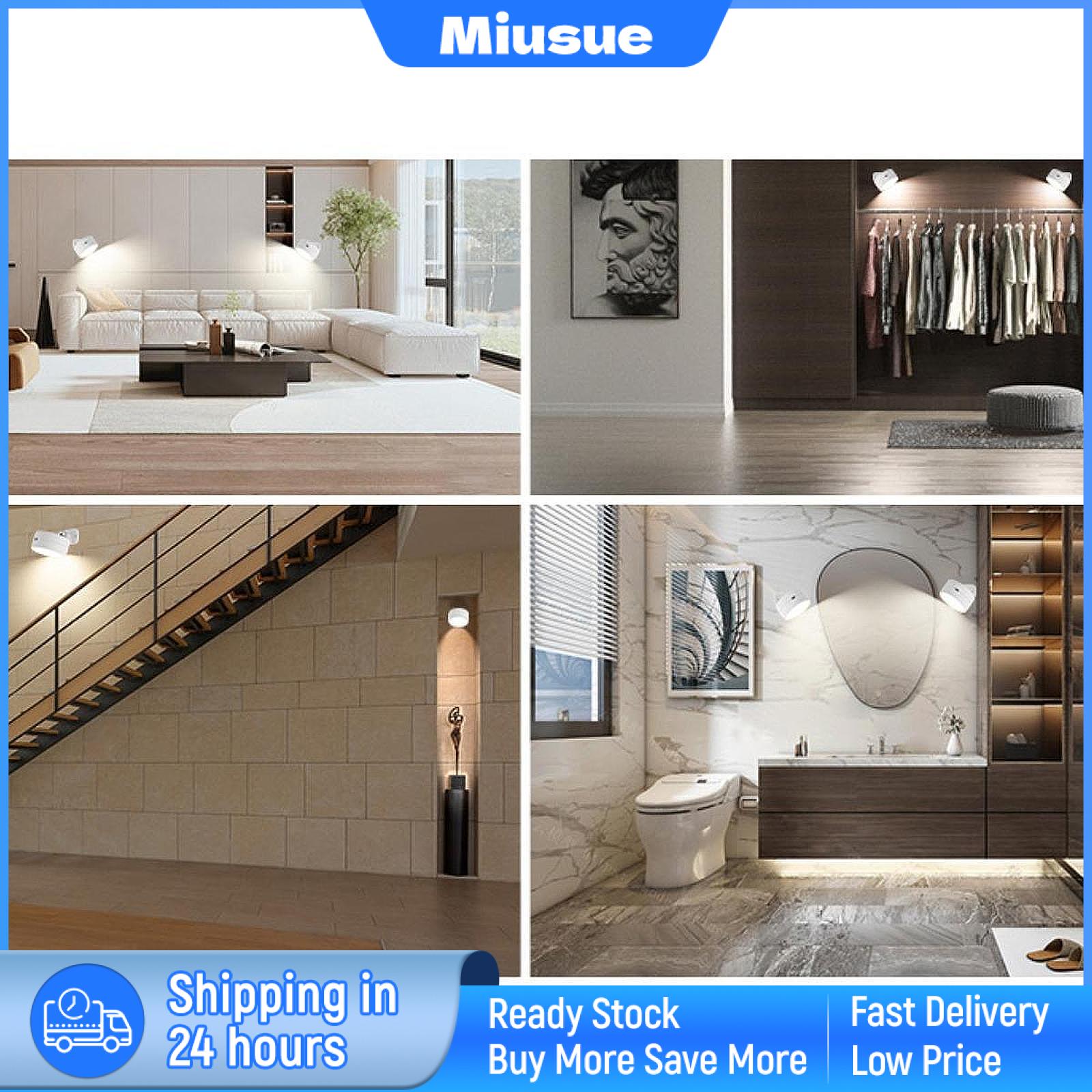 Miusue 2 cái chân đèn treo tường LED Treo Tường Đèn phong cách không dây trang trí nội thất 3 màu Te