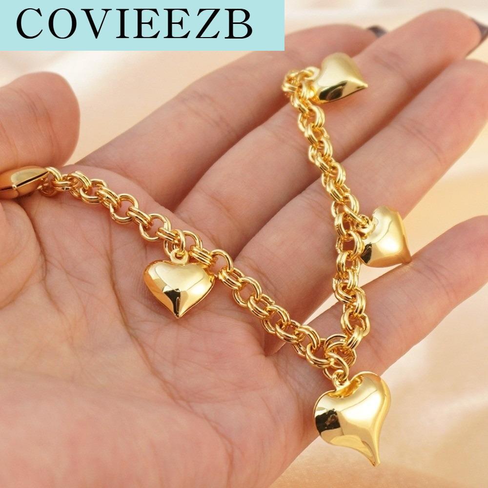COVIEEZB สง่างาม สร้อยข้อมือทอง โซ่ วัสดุทองแดง สร้อยข้อมือหัวใจ งานเลี้ยงเจ้าสาว ไม่ซ้ำใคร สร้อยข้อมือชิ้นใหญ่ที่มีเสน่ห์ ชุดประจำวัน ราคา 122 บาท*ส่งฟรี